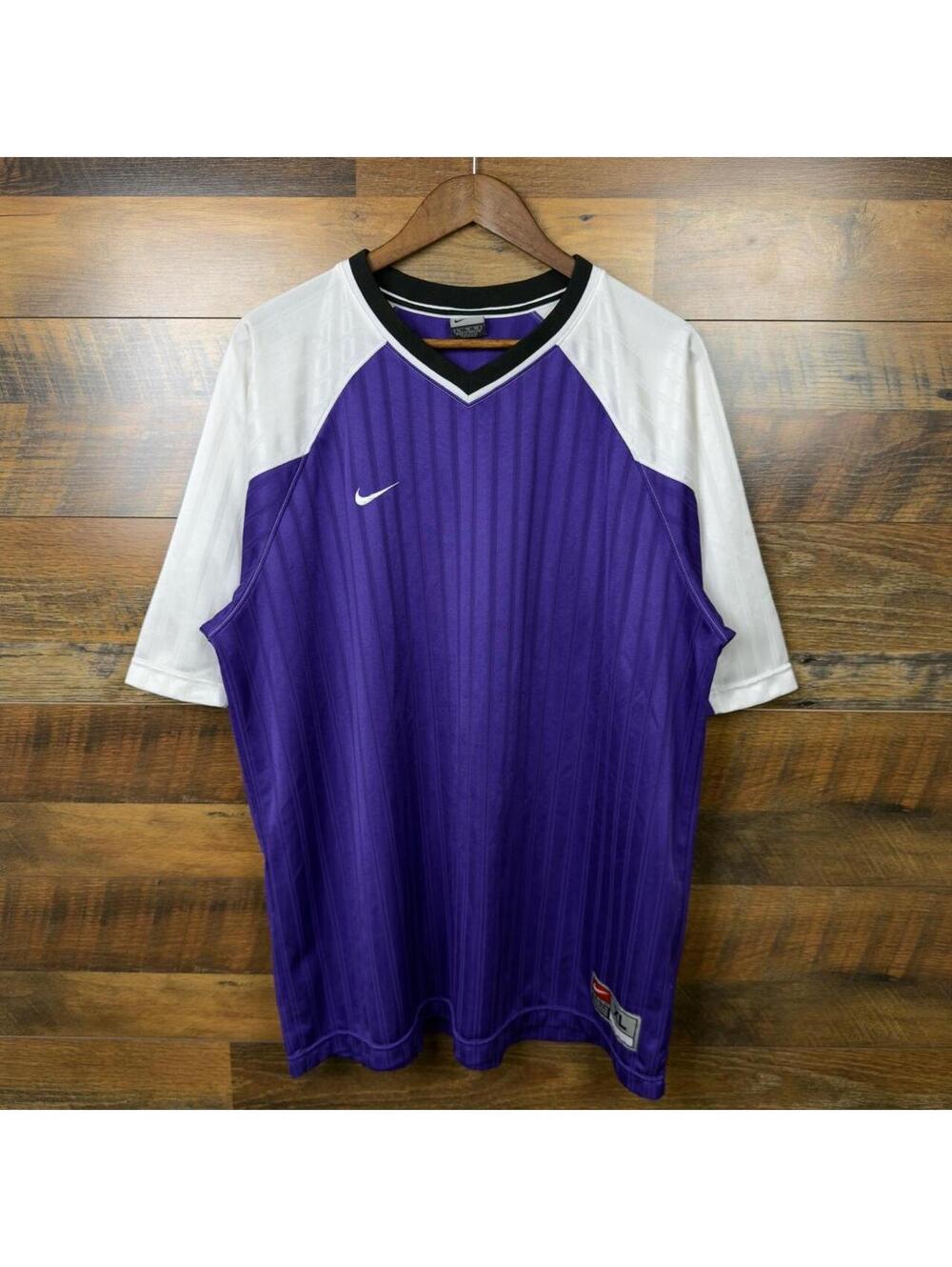 Vintage Nike Blank Soccer Jersey Purple White XL 90s Y2K Football Shirt